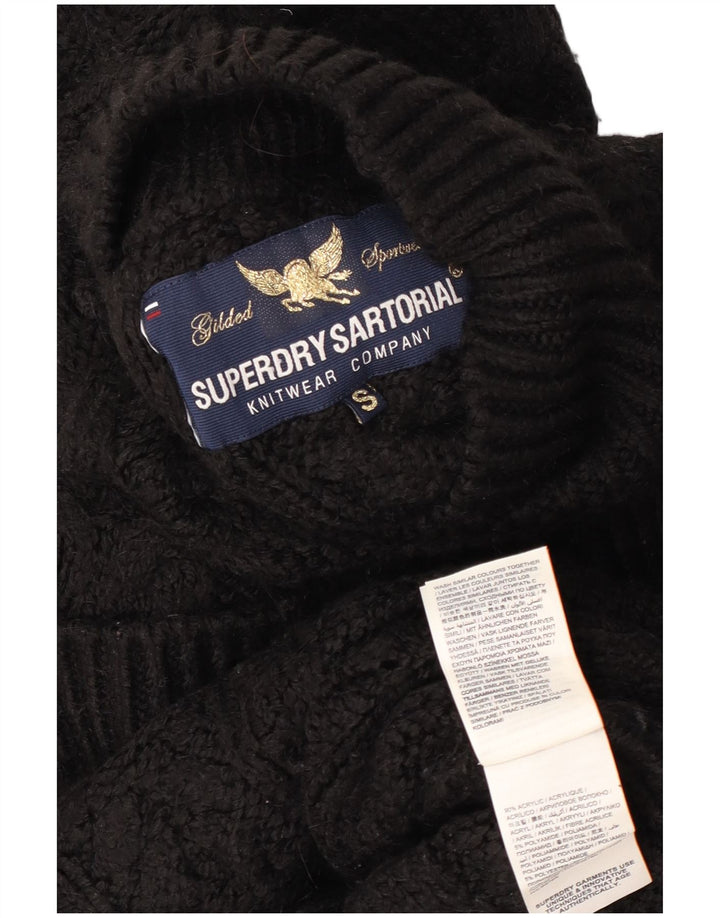 Superdry Suéter feminino superdimensionado com gola de tartaruga Reino Unido 10 pequeno preto