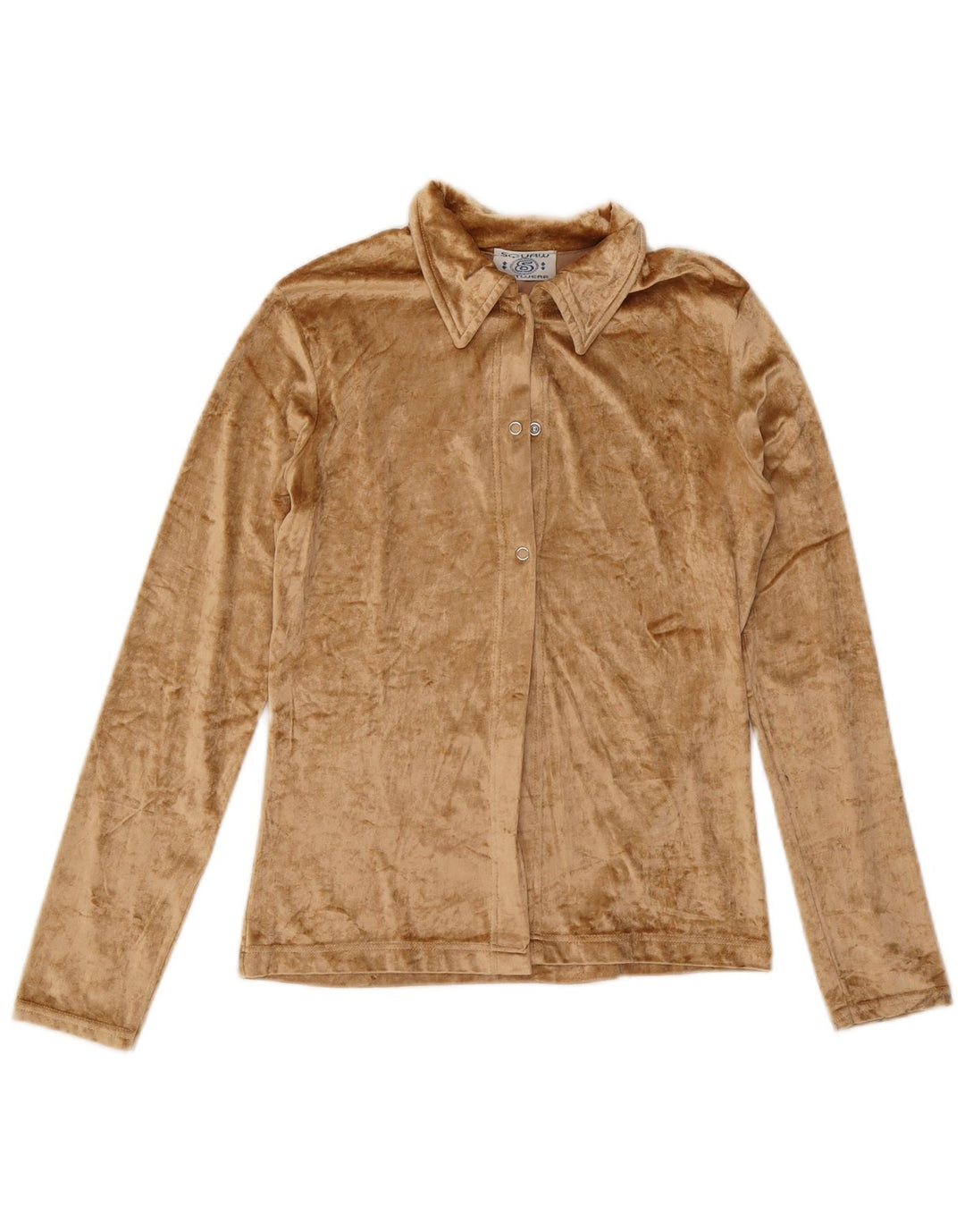Blusa feminina de veludo SQUAW Reino Unido 12 acrílico bege médio