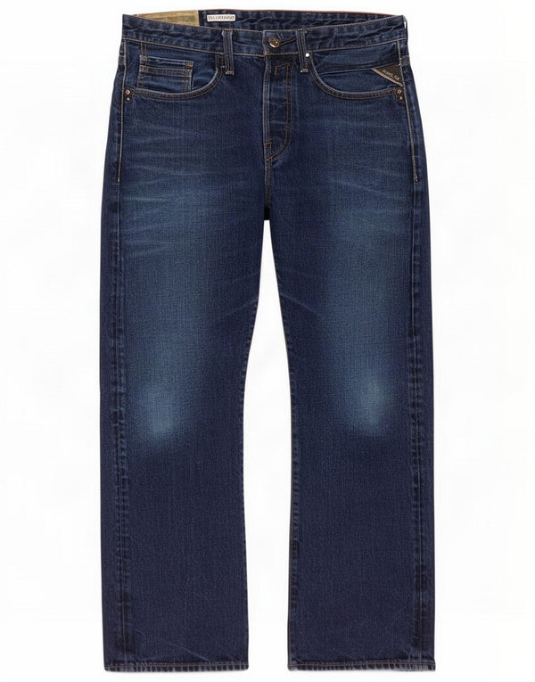 Replay Mens Straight Jeans W32 L32 Azul Marinho Algodão