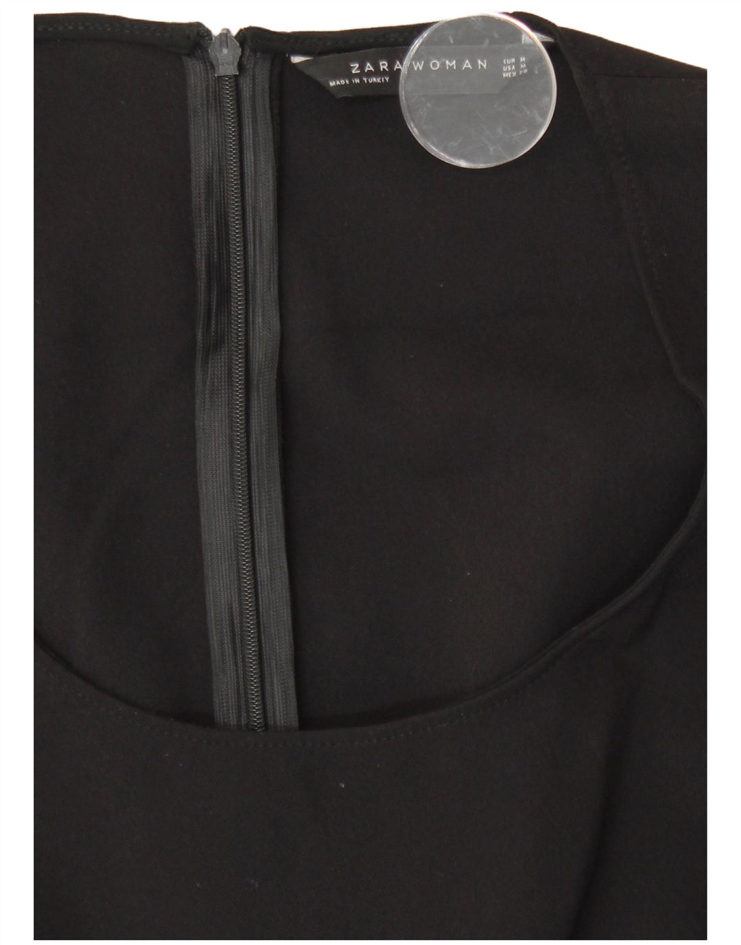 Vestido bodycon feminino sem mangas Zara UK 12 poliéster preto médio