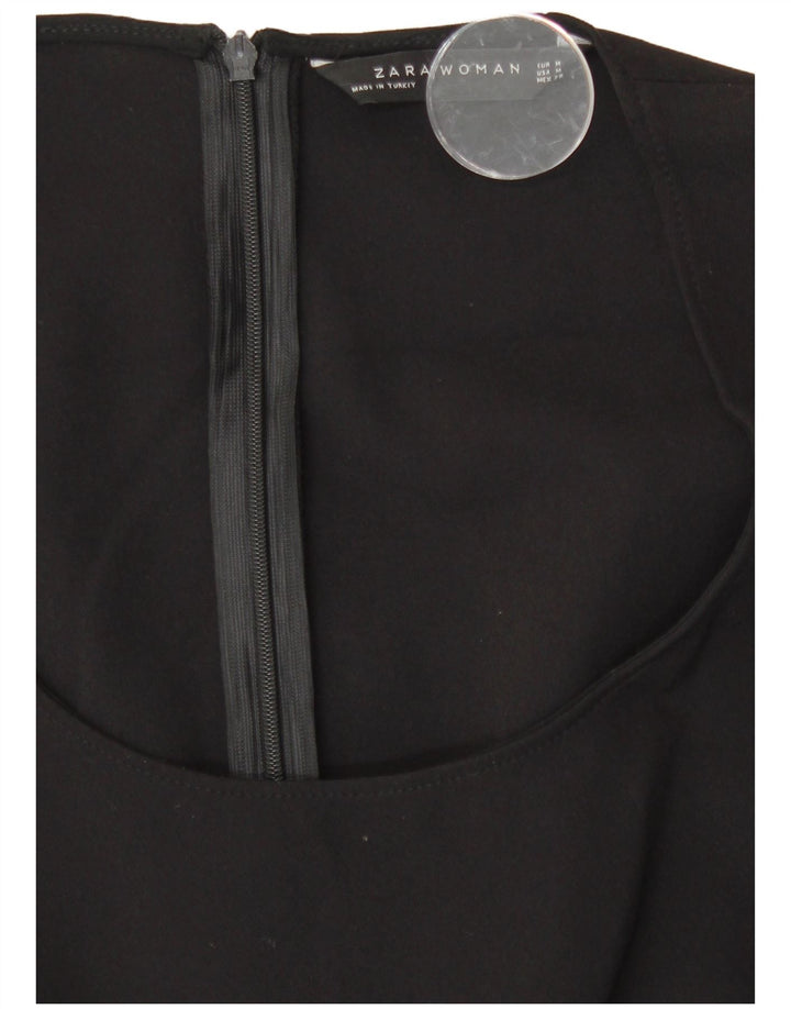 Vestido bodycon feminino sem mangas Zara UK 12 poliéster preto médio