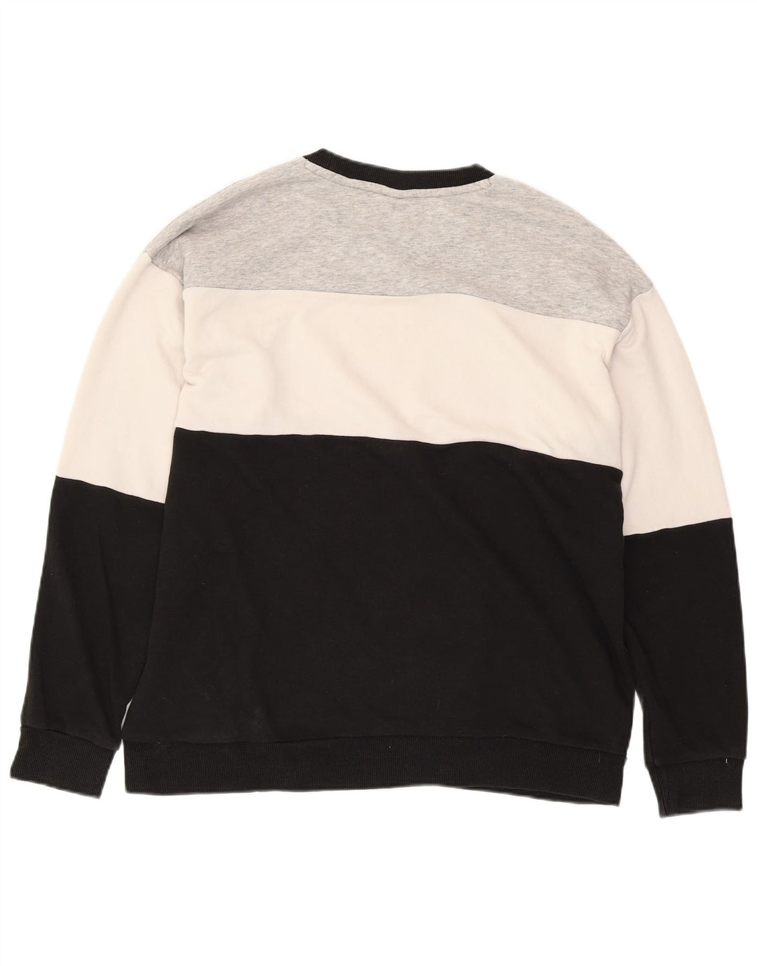 PUMA feminino gráfico moletom jumper UK 14 grande bloco colorido preto