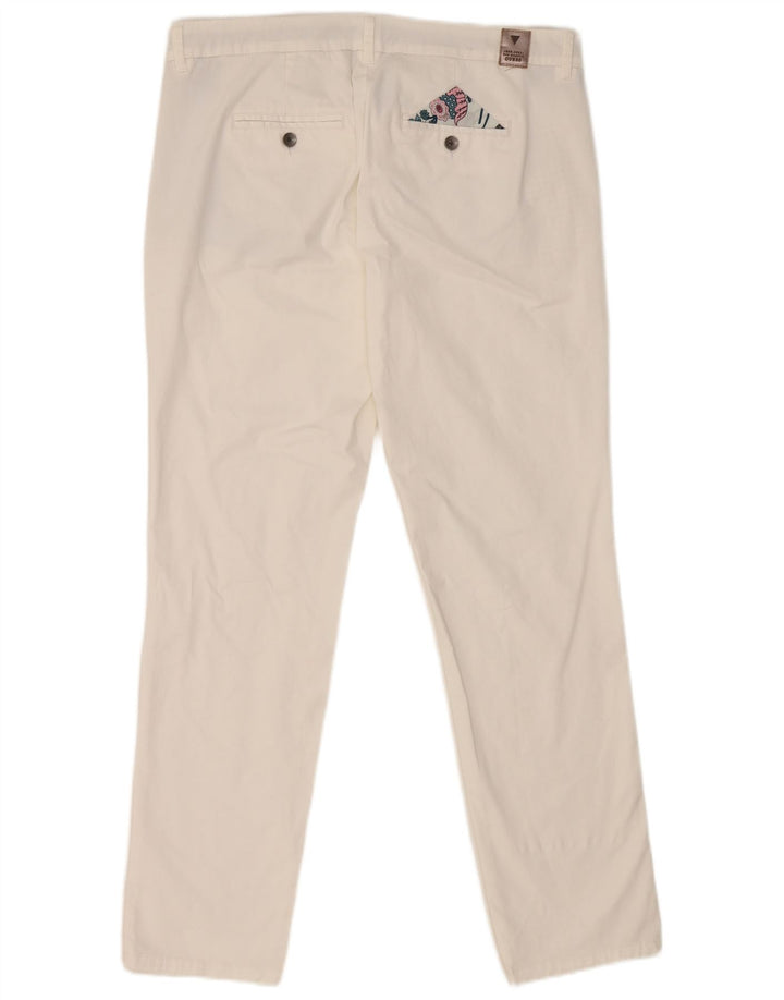 Guess Calça feminina Berta Slim Fit Chino W34 L29 Branca