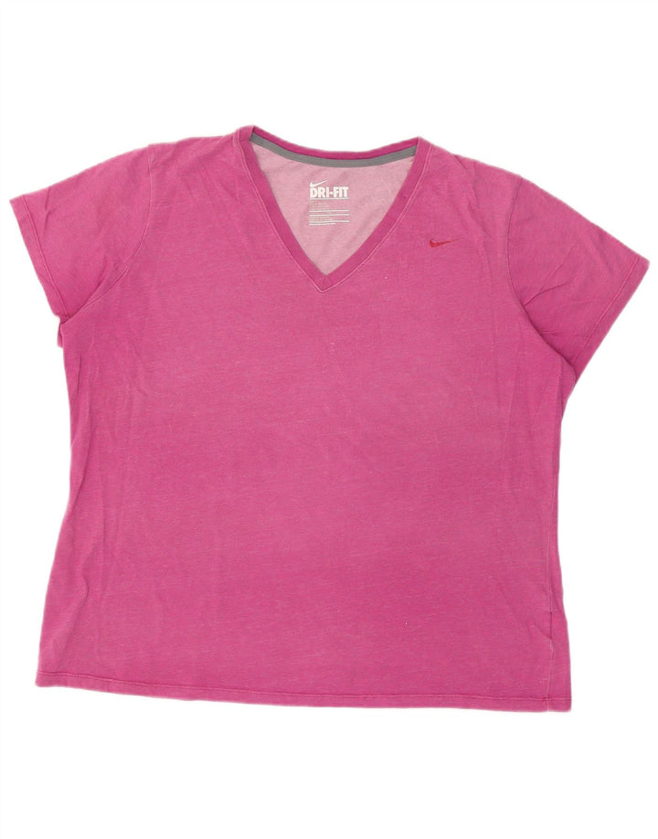 Camiseta feminina Nike Dri Fit Slim Fit UK 20 2XL algodão rosa