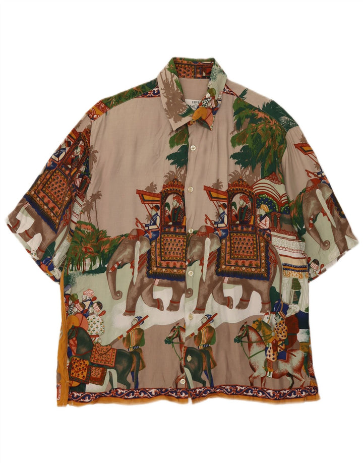 Erve Jaques Camisa masculina gráfica de manga curta grande multicolorida