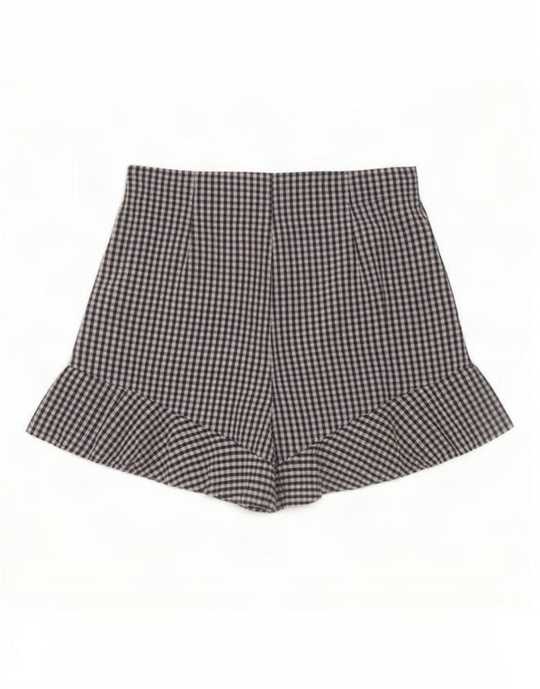 Zara Womens High Waist Shorts XS W24 Navy Blue Gingham