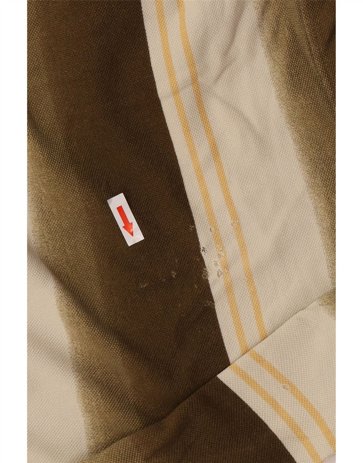Camisa polo masculina Sergio Tacchini de algodão listrado marrom médio