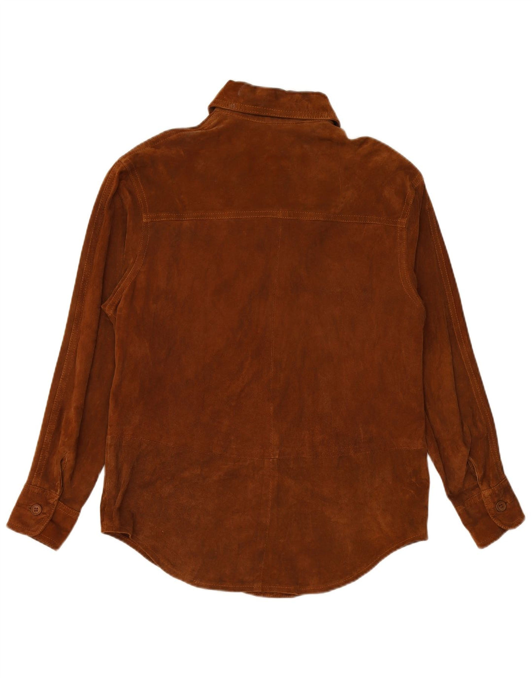 Camisa feminina de camurça VINTAGE Reino Unido 16 grande marrom