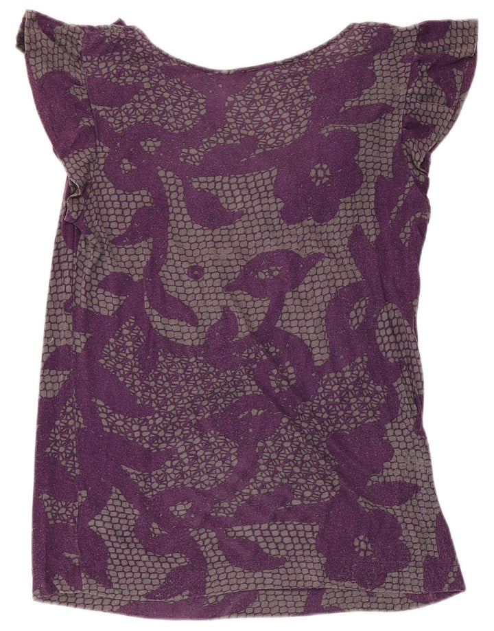 Blusa feminina CALVIN KLEIN UK 12 médio roxo floral rayon
