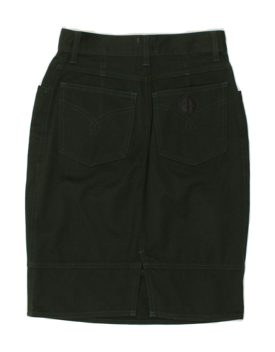 MOSCHINO Womens Pencil Skirt IT 40 Small W26 Green Cotton Vintage Moschino and Second-Hand Moschino from Messina Hembry 