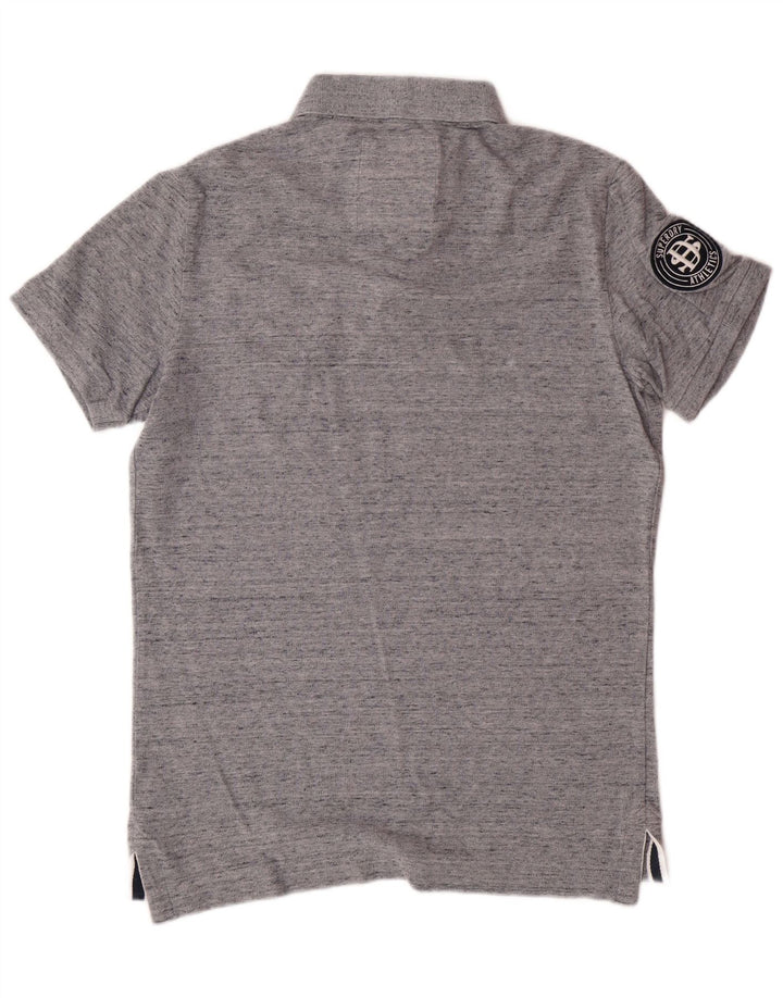 Camisa polo masculina SUPERDRY algodão manchado cinza médio