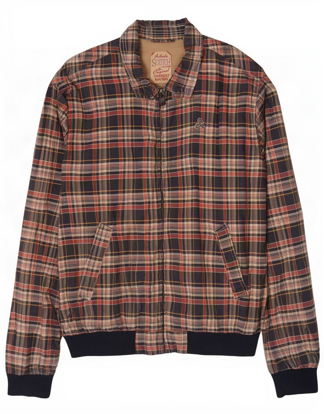Jaqueta bomber masculina Scotch & Soda UK 42 XL poliéster xadrez azul