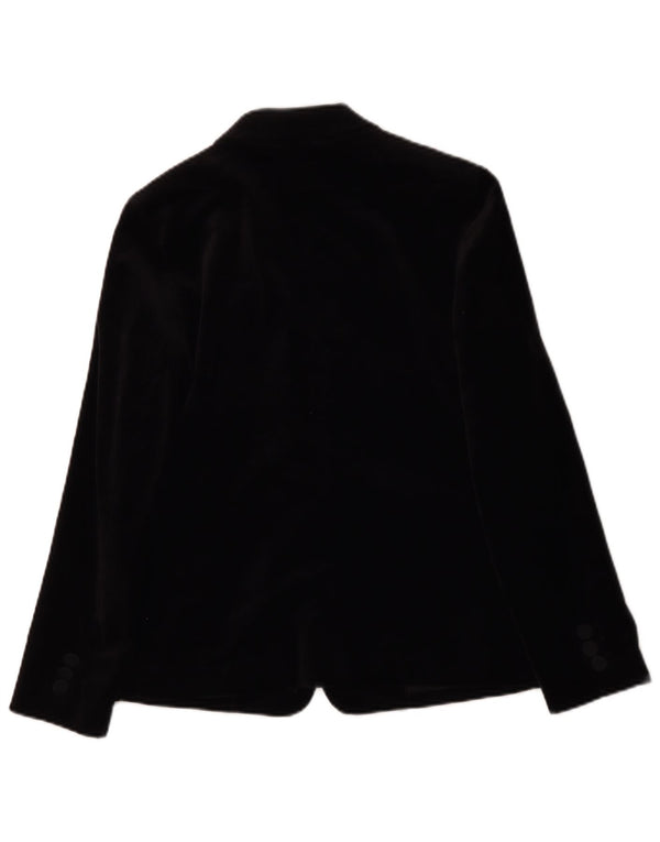 Jaqueta blazer feminina de veludo com 1 botão Marks & Spencer Reino Unido 10 pequena preta