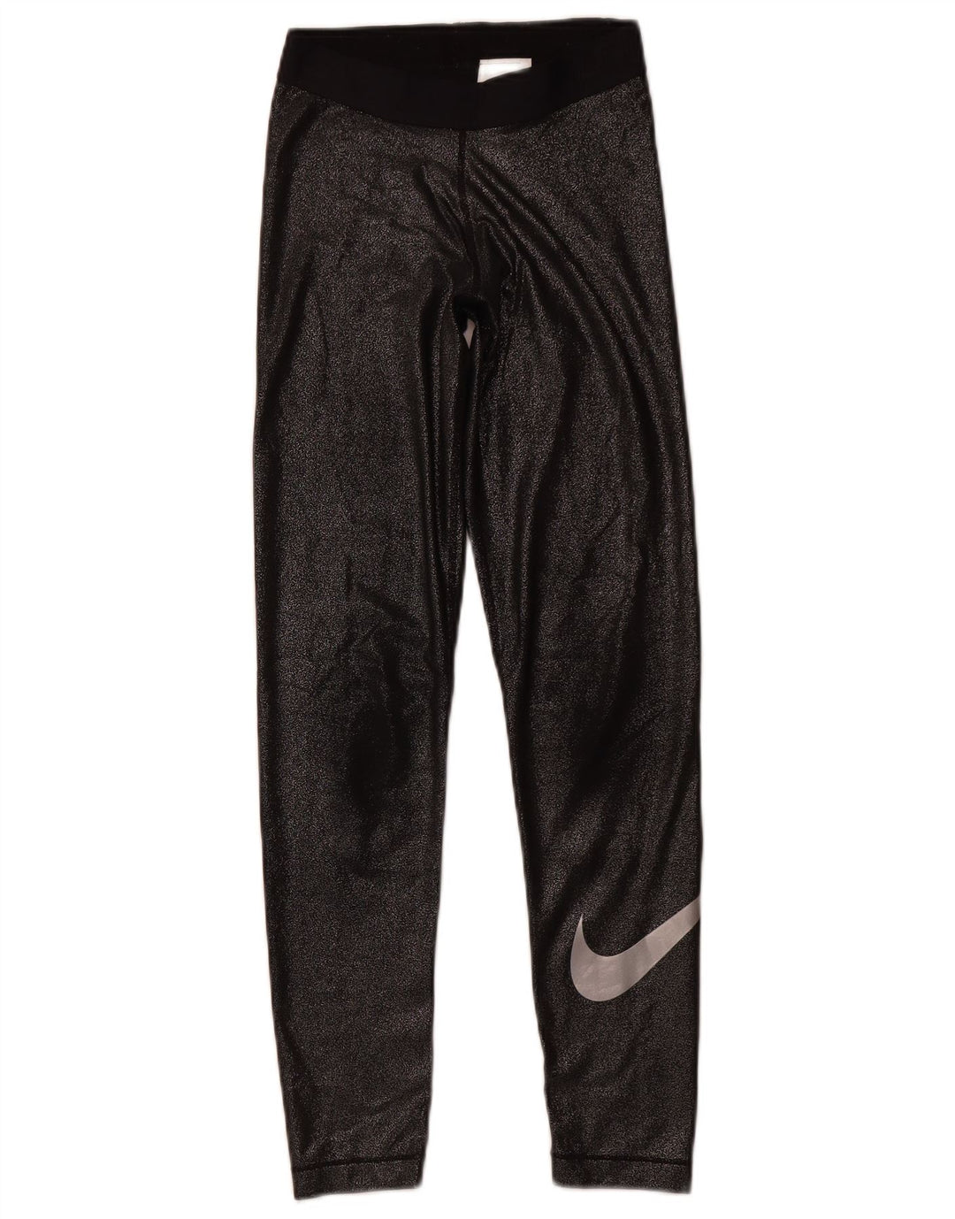 Leggings femininas Nike Dri Fit Graphic UK 8 pequenas pretas de poliéster