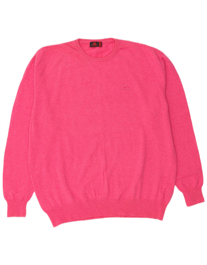 Suéter feminino KAPPA com gola redonda UK 22 3XL lã de cordeiro rosa