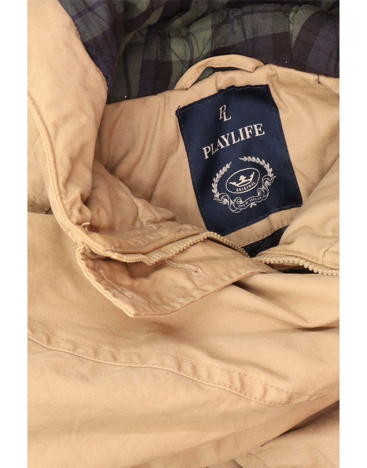 Jaqueta Parka Feminina Playlife com Capuz UK 12 Médio Bege