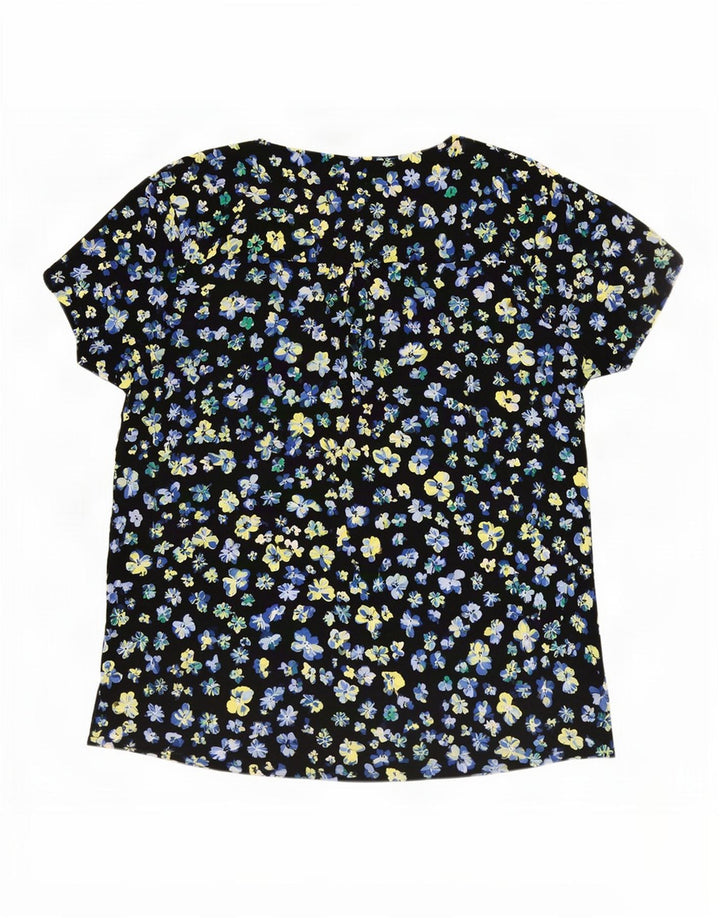 Blusa feminina Marks & Spencer UK 12 poliéster floral preto médio