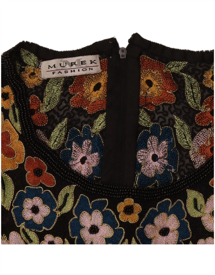 Blusa feminina sem mangas Murek UK 12 médio floral multicolorido