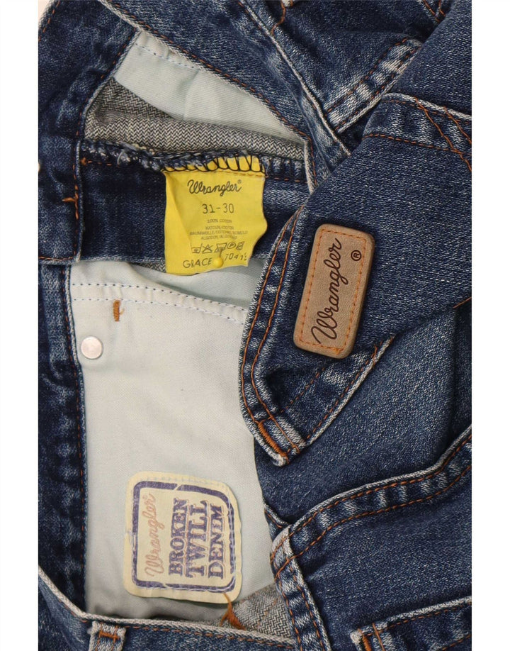 Wrangler feminino Grace Straight Jeans W31 L30 azul algodão