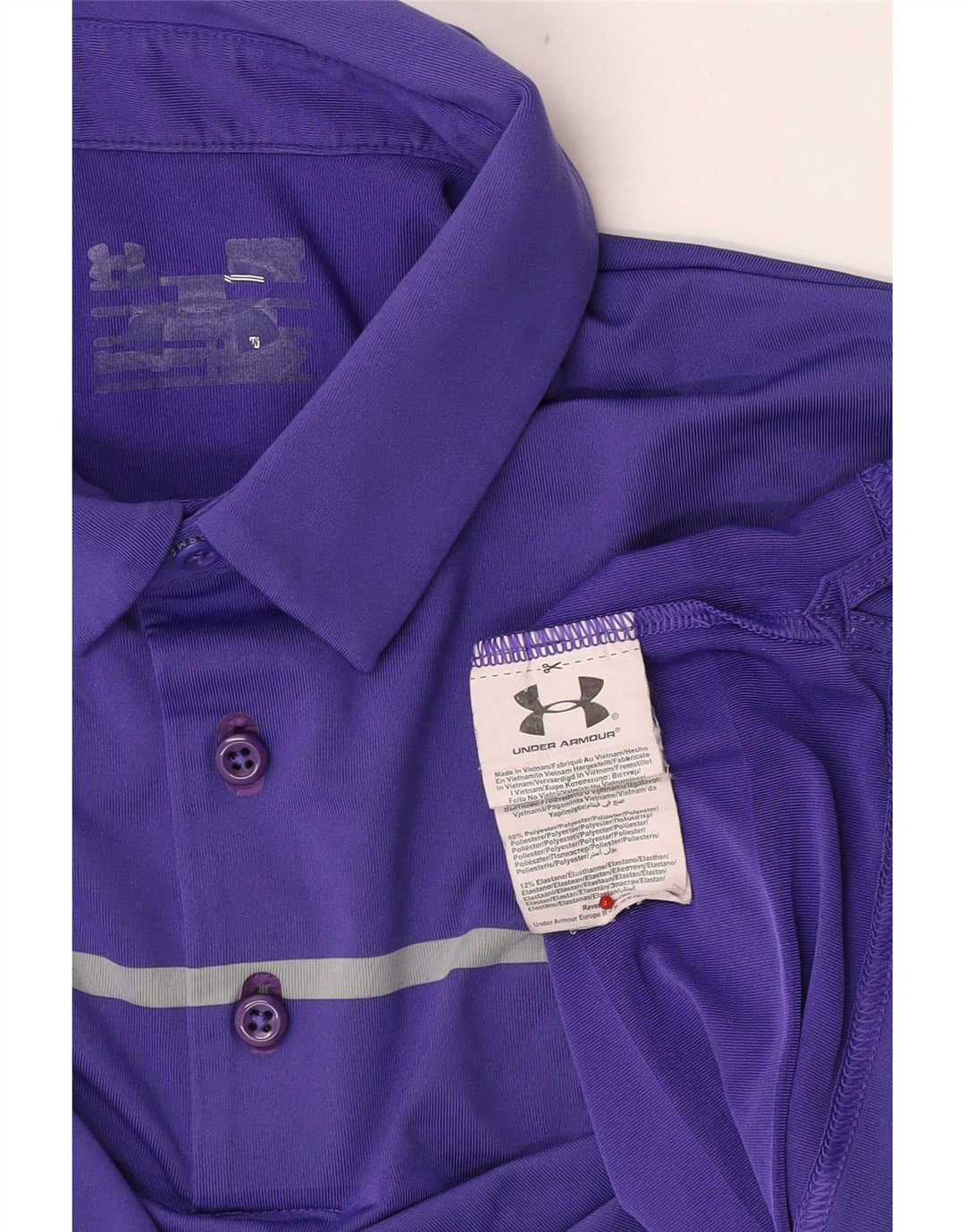 Camisa polo masculina Under Armour pequena listrada roxa de poliéster