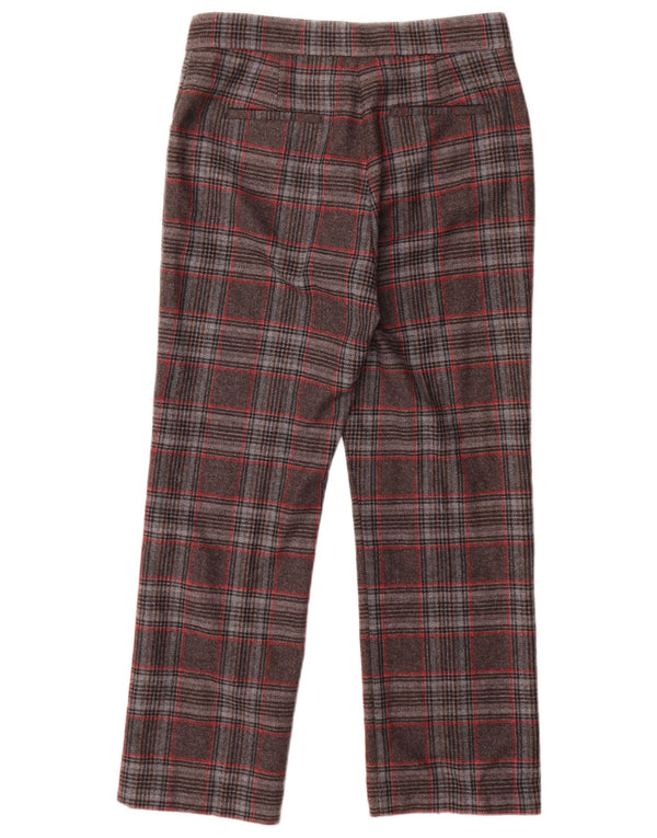Calça feminina casual reta Max & Co. Reino Unido 8 pequena W26 L30 cinza xadrez