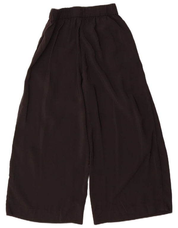 Calça feminina Zara com perna larga cortada média W30 L24 poliéster preto