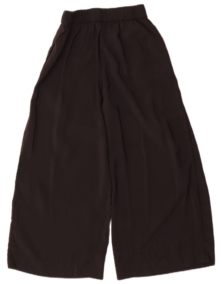 Calça feminina Zara com perna larga cortada média W30 L24 poliéster preto