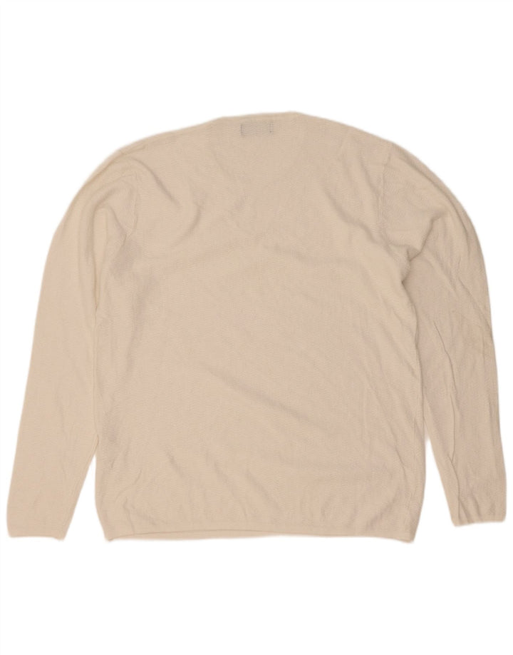 Zara Suéter masculino com gola redonda, grande viscose branca