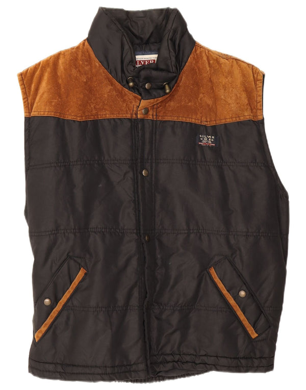 Colete acolchoado masculino vintage UK 38 poliéster preto médio