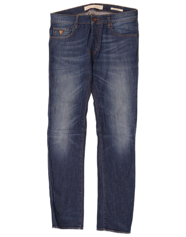 Guess Mens Slim Jeans W32 L34 Azul Algodão