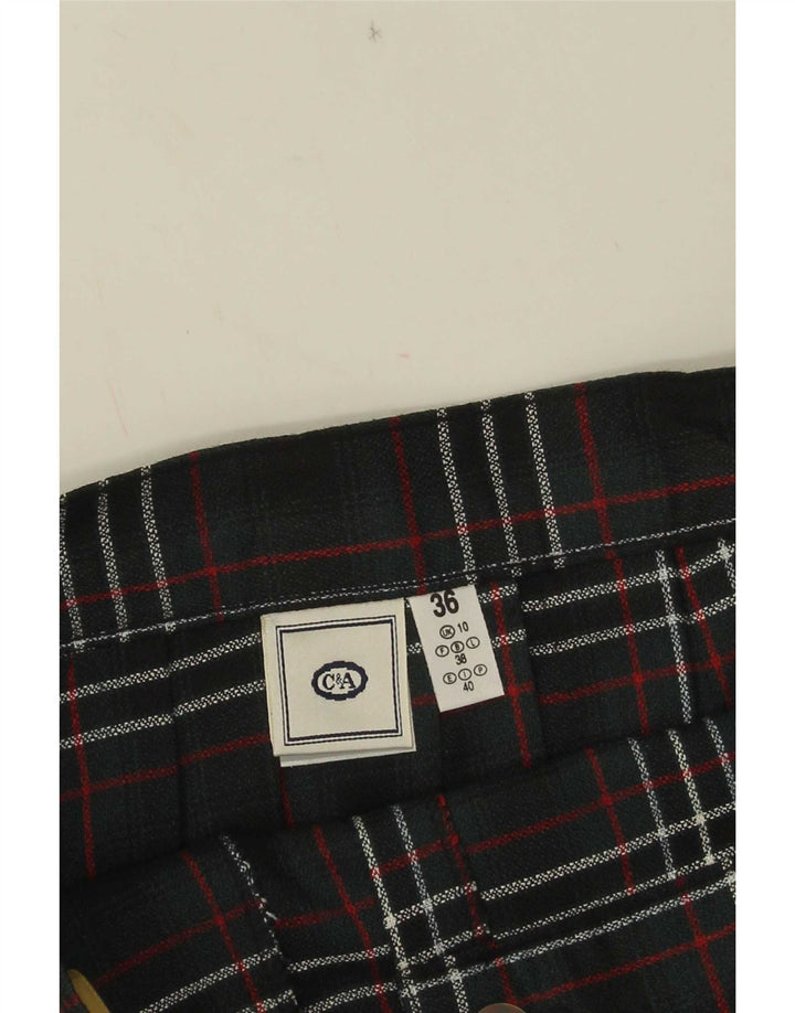 Saia feminina C&A UK 10 pequena W26 poliéster xadrez verde