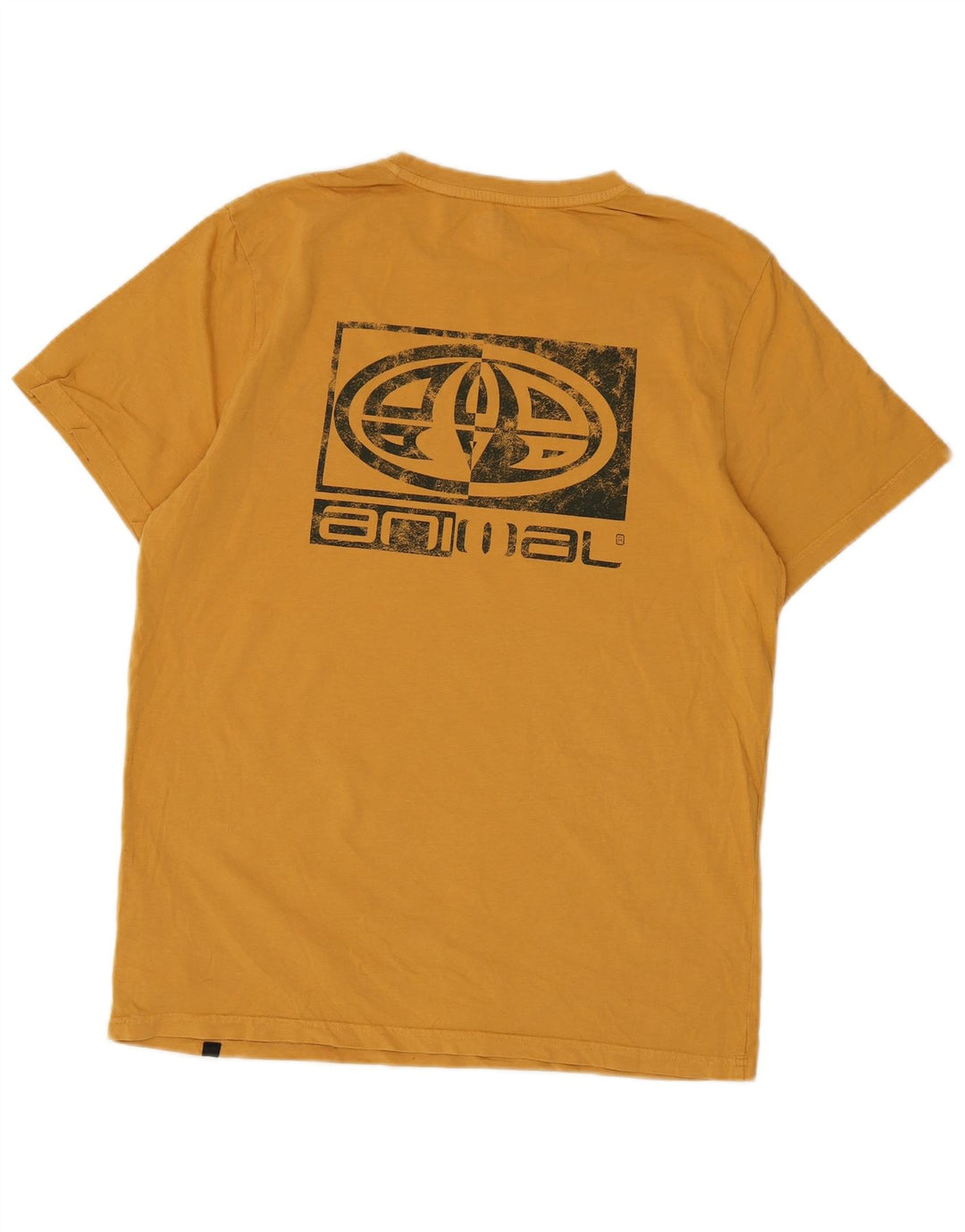 Animal Mens Graphic T-Shirt Top Médio Algodão Amarelo