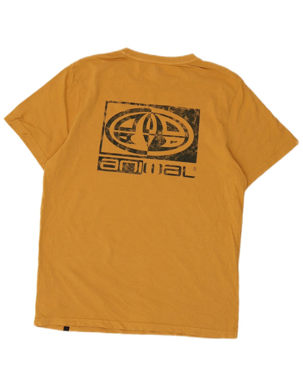 Animal Mens Graphic T-Shirt Top Médio Algodão Amarelo
