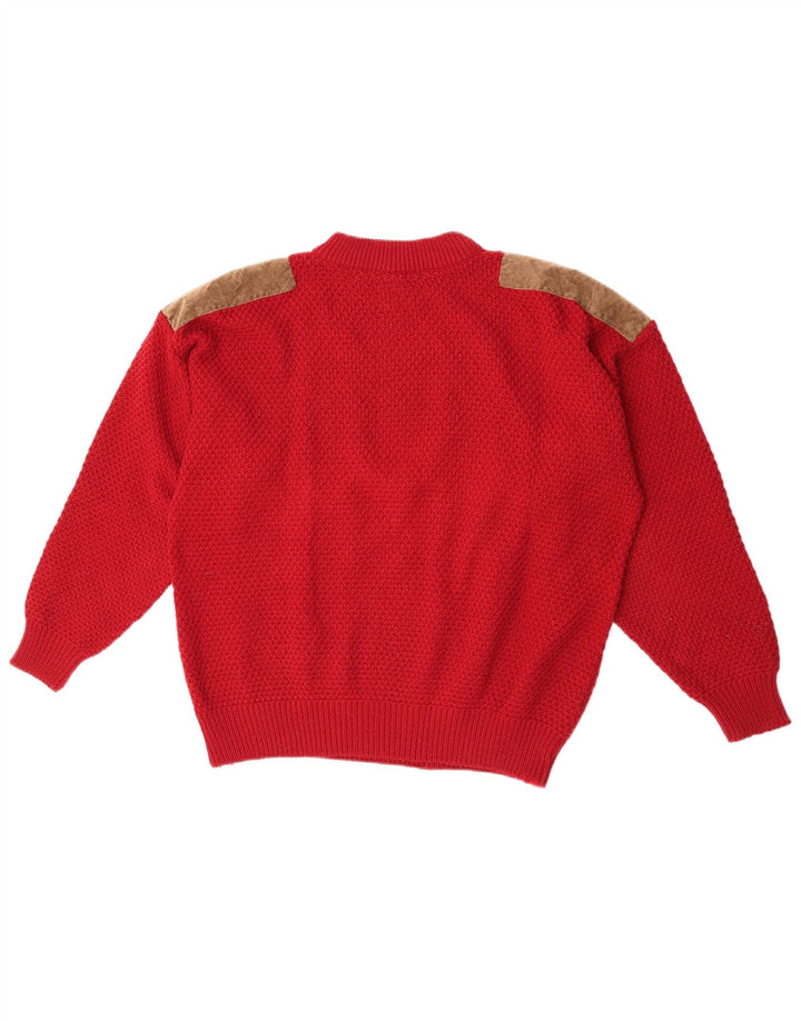 Suéter vintage masculino com gola redonda XL vermelho