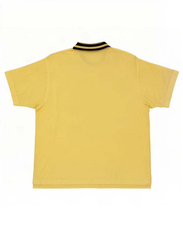 Camisa pulôver vintage masculina gráfica de manga curta em bloco colorido amarelo médio