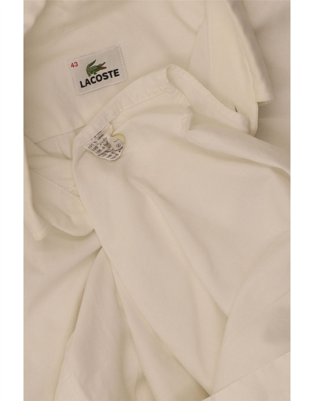Camisa masculina Lacoste tamanho 43 grande algodão branco