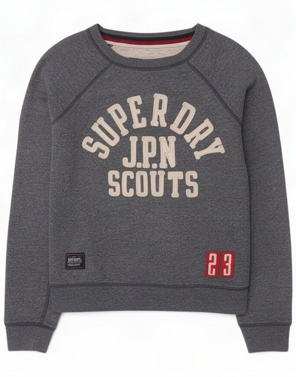 Suéter gráfico feminino Superdry UK 14 Algodão azul marinho médio