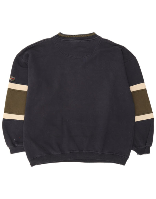 Canda moletom gráfico masculino jumper grande algodão colorblock azul marinho