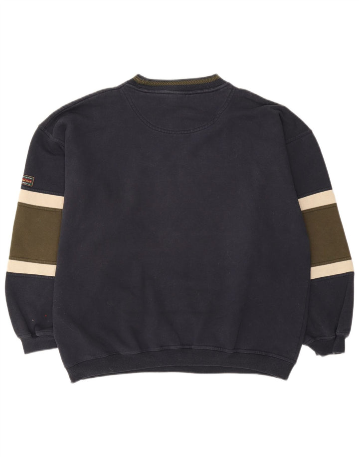 Canda moletom gráfico masculino jumper grande algodão colorblock azul marinho