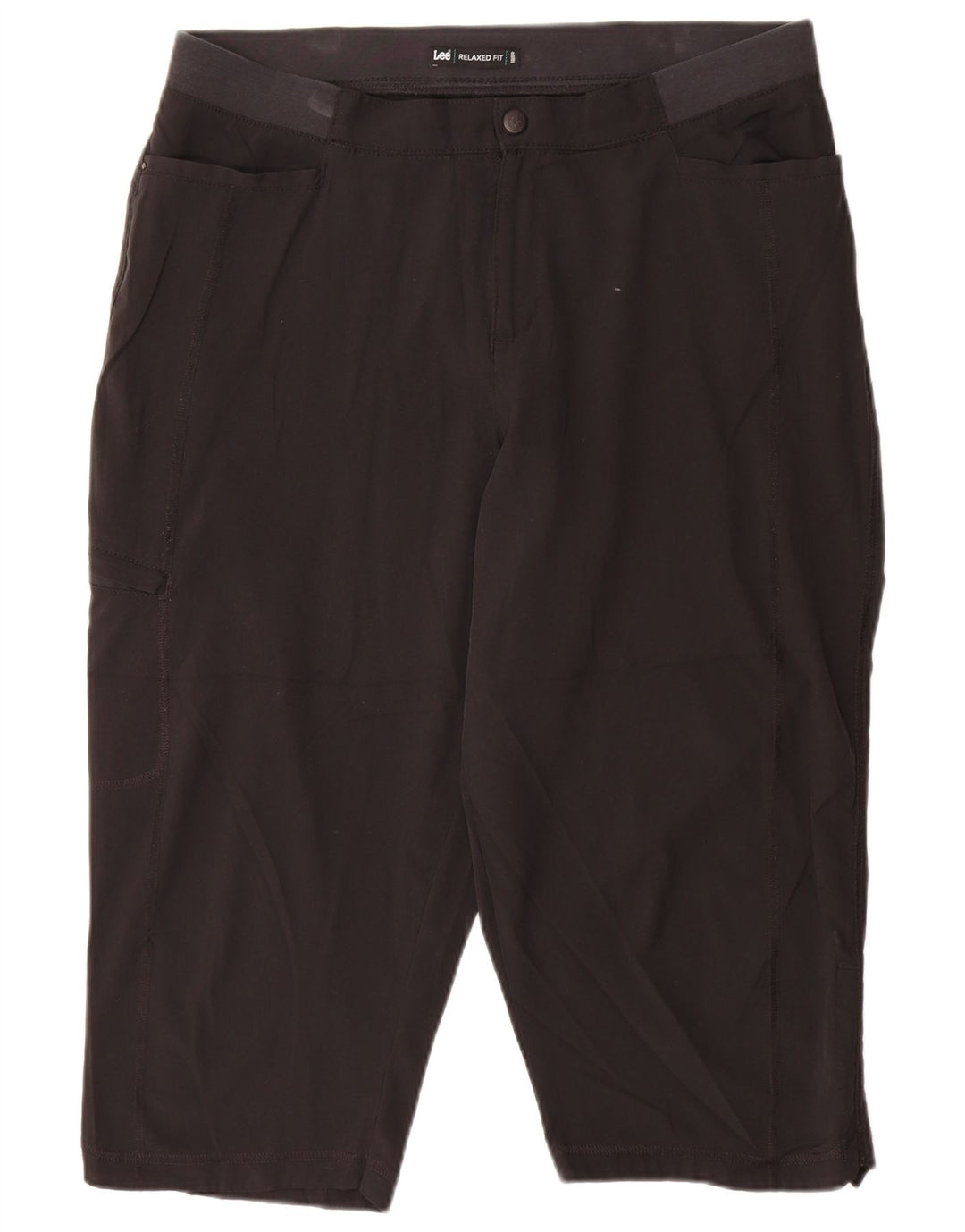 Calça capri feminina com ajuste relaxado LEE US 14 XL W34 L20 preta