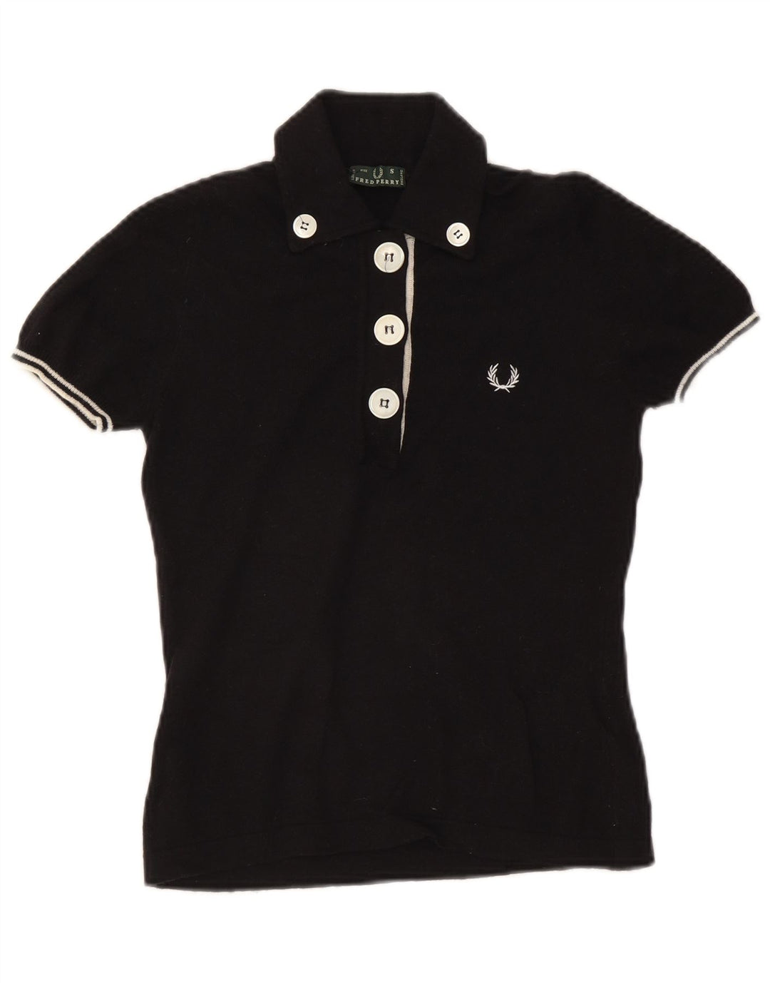Camisa polo feminina FRED PERRY Reino Unido 10 pequena preta