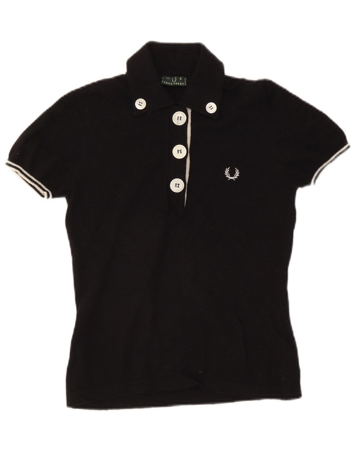 Camisa polo feminina FRED PERRY Reino Unido 10 pequena preta