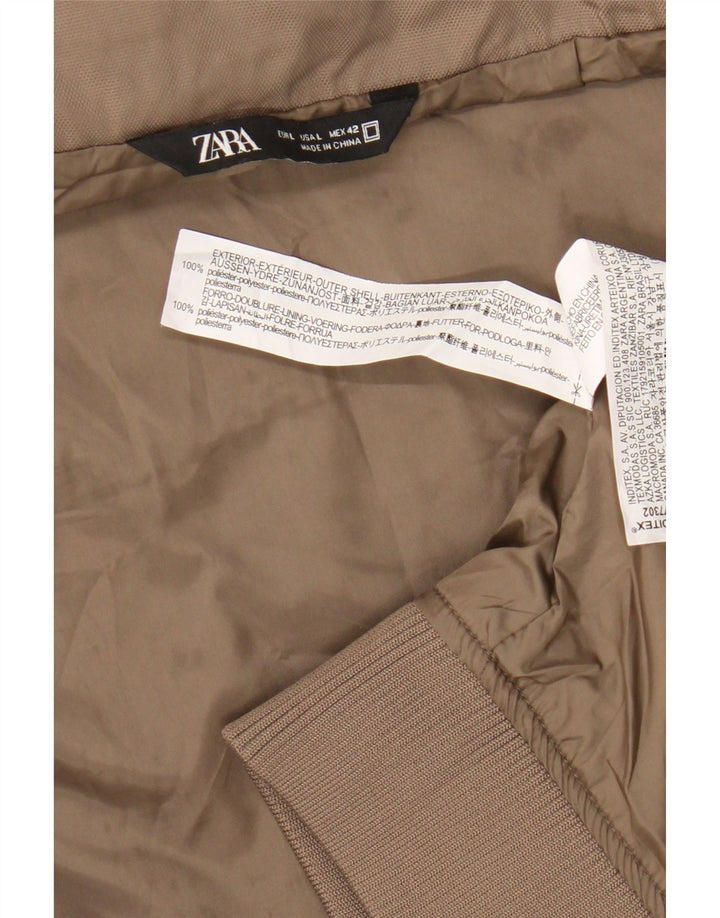Zara Mens Bomber Jacket UK 40 Grande Poliéster Bege
