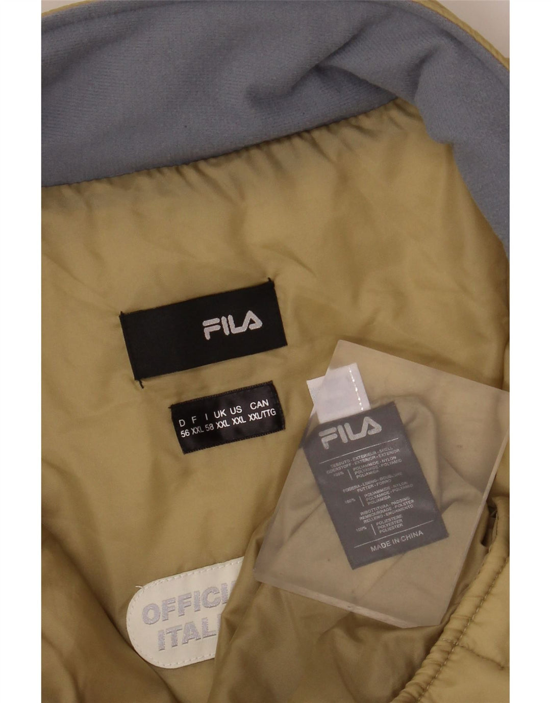 Jaqueta acolchoada masculina FILA UK 44 2XL poliamida bege