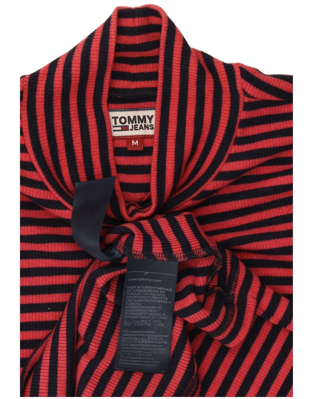 Top feminino Tommy Hilfiger manga comprida UK 14 poliéster risca de giz rosa médio