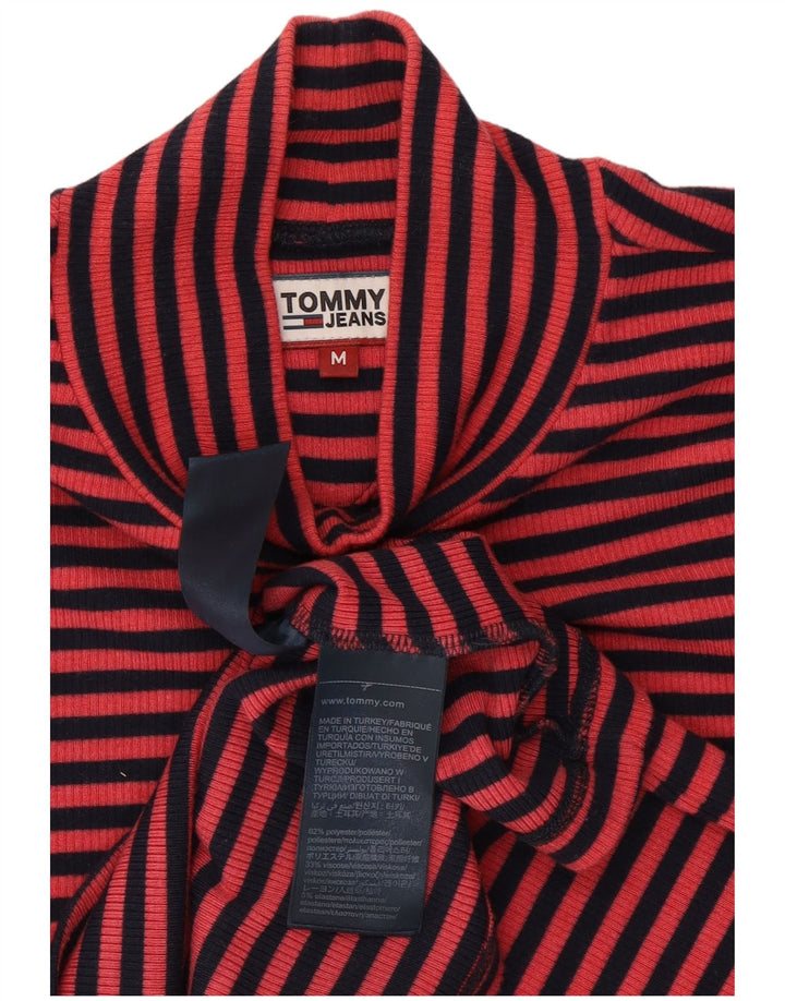 Top feminino Tommy Hilfiger manga comprida UK 14 poliéster risca de giz rosa médio