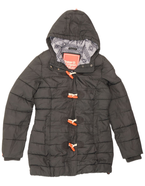 Jaqueta acolchoada com capuz feminina Superdry UK 14 poliéster cinza médio