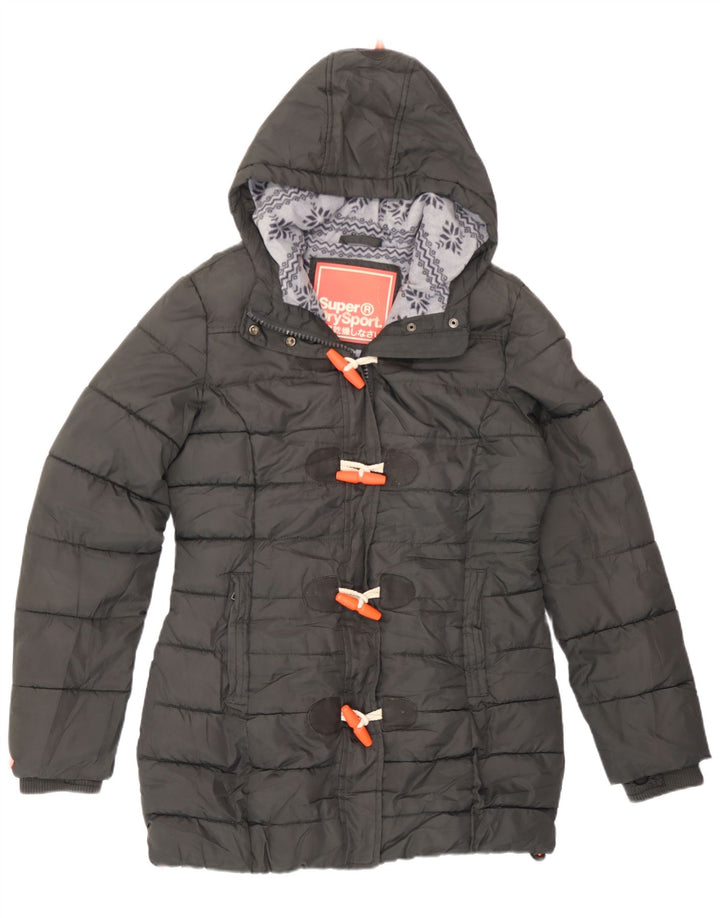 Jaqueta acolchoada com capuz feminina Superdry UK 14 poliéster cinza médio