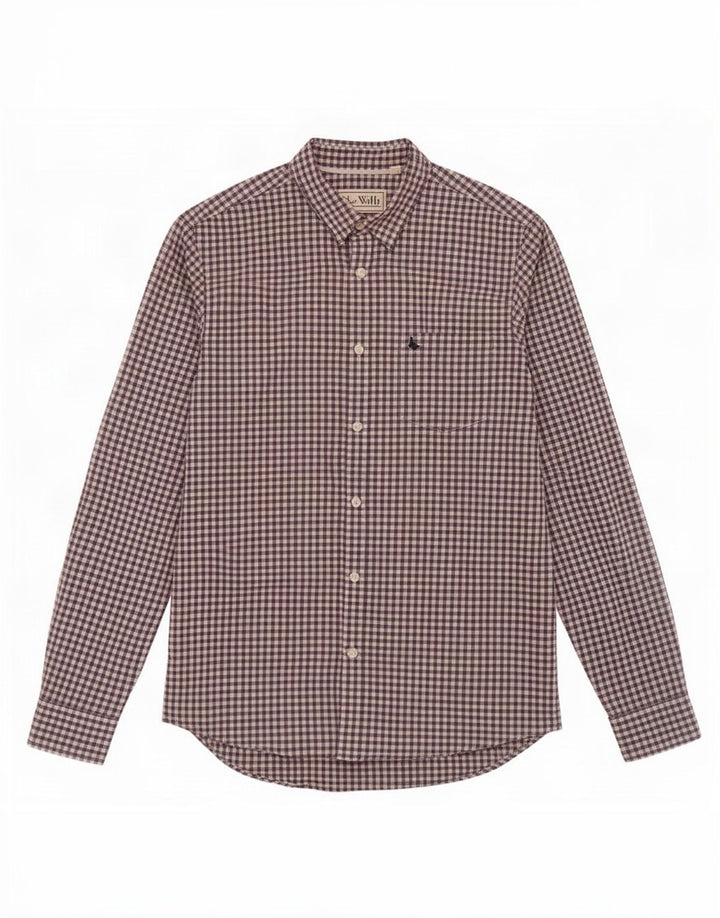 Camisa masculina de ajuste clássico Jack Wills médio azul marinho algodão guingão