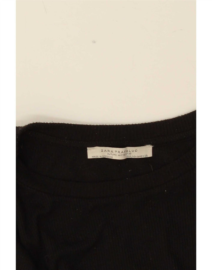 Zara Womens Trafaluc Top Manga Longa Reino Unido 12 Médio Preto
